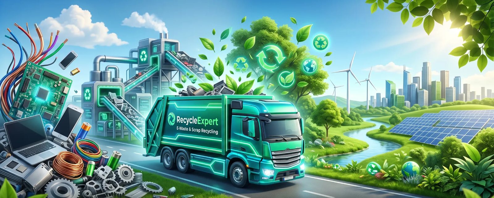 RecycleExpert collection truck picking up e-waste for recycling